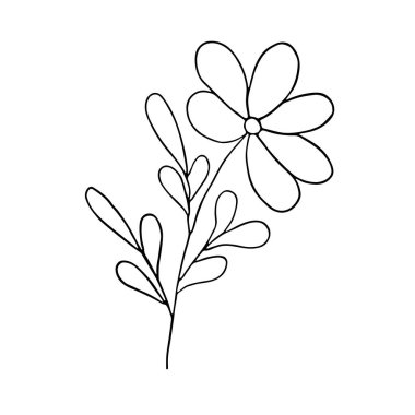  Basit süslü çiçek, ana hatlı vektör çizimi
