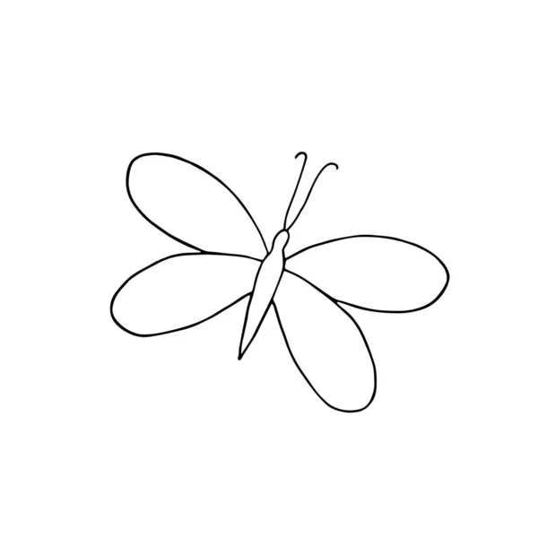 Рука намальована метеликом проста векторна контурна ілюстрація, каракулевий стиль — стоковий вектор