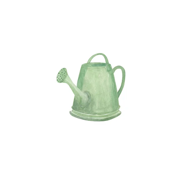 Watering can, garden equipment watercolor illustration isolated — Stock Photo, Image