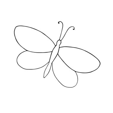Taslak bir kelebek, basit bir el çizimi vektör çizimi