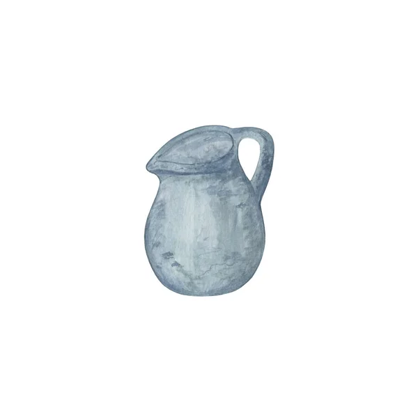 Una jarra rústica gris de aspecto antiguo para agua, leche o flores — Foto de Stock