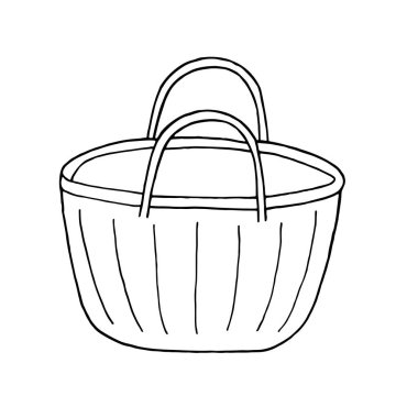 Bir alışveriş ya da plaj çantasının basit bir tasviri, beyaz arka planda izole edilmiş bir nesne, çevre dostu kavram