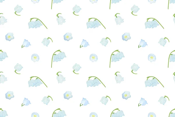 Лілія Долині Квітковий Повторюваний Візерунок Акварельна Ілюстрація Символ Весни Щастя — стокове фото