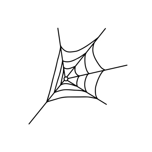 Wektor Zarys Ilustracji Prosty Fantazyjny Halloween Pająk Web Pojedynczy Obiekt — Wektor stockowy