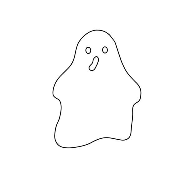 Little Outline Ghost Emotions Vector Illustration White Background Cute Spooky — Stock Vector