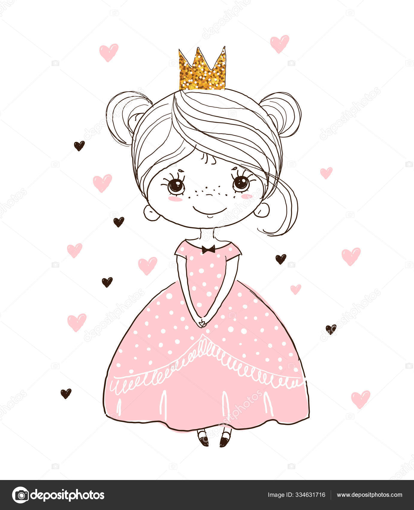 Милая маленькая принцесса в стиле Doodle
