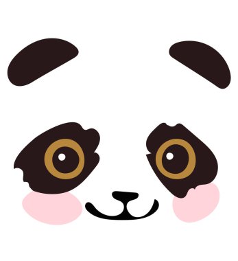 Küçük şirin bir pandanın kafası. Basit bir yakın çekim portresi. Gözler, kulaklar, ayı burnu. Kartpostallar için boş, kıyafetlere baskı, çocuk odası. Vektör illüstrasyonu.