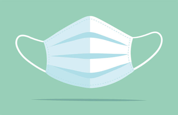 Simple vector illustration, medical mask. Face protection from bacteria, viruses, infections, flu. Flat vector illustration.