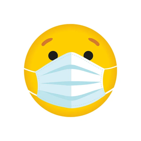 Emoticono Amarillo Redondo Emoticono Una Máscara Médica Icono Para Redes — Vector de stock