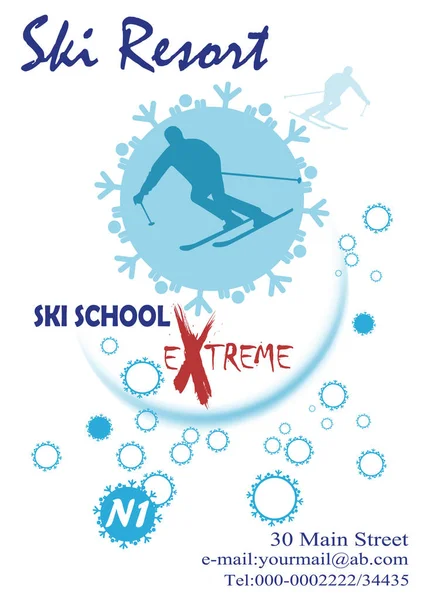 Affiche abstraite de l'école de ski.Stations d'hiver — Image vectorielle