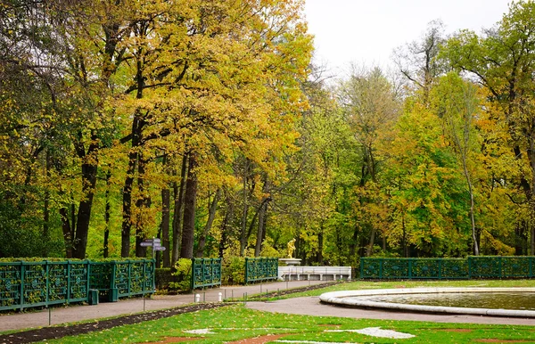 Jardim Outono Com Banco Rússia — Fotografia de Stock