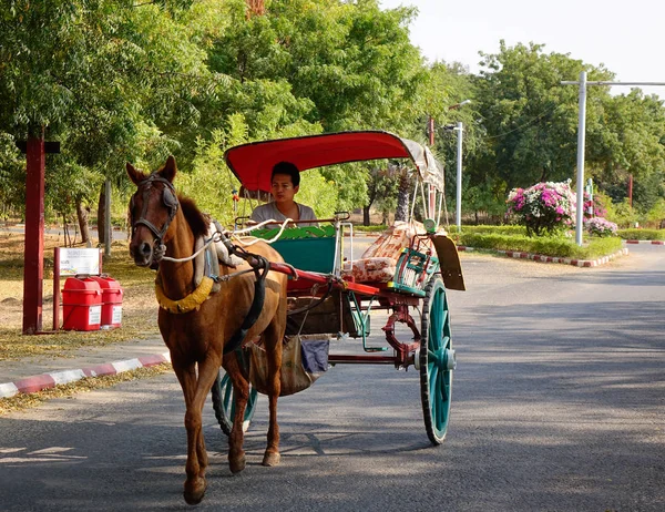 Bagan Myanmar Février 2016 Chariot Roulant Sur Route Rurale Bagan — Photo