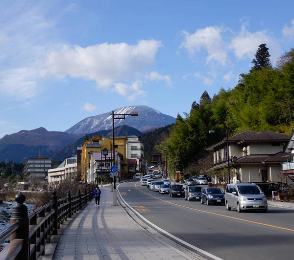 Nikkó Japán Jan 2016 Ban Utcán Hegyi Háttér Nikko Japán — Stock Fotó