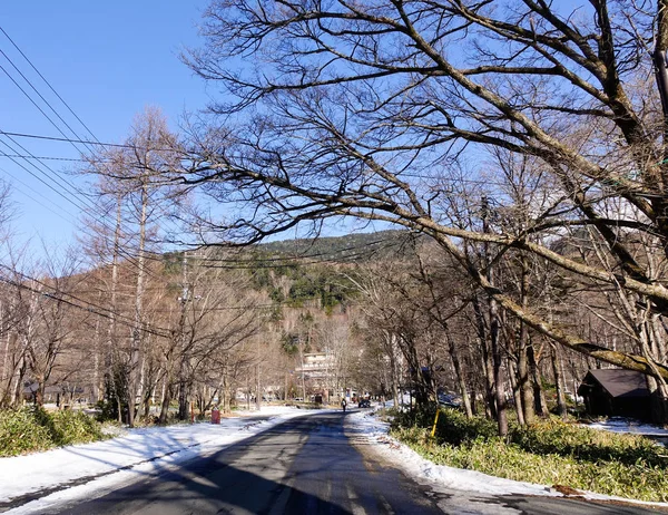 Escena Invierno Con Carretera Montaña Nikko Japón — Foto de Stock