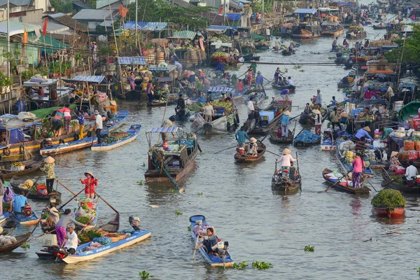 Soc Trang Vietnã Fevereiro 2016 Vista Mercado Flutuante Nga Nam — Fotografia de Stock