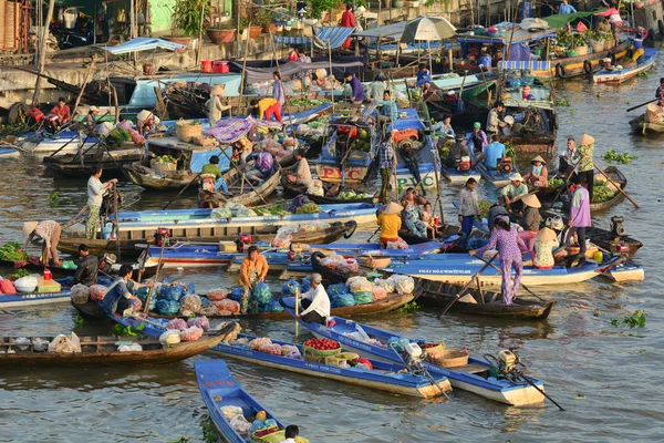 Soc Trang Vietnam Feb 2016 Vista Del Mercado Flotante Nga — Foto de Stock