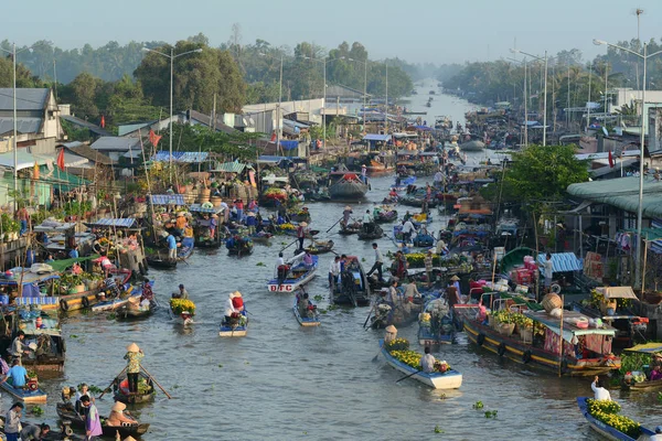 Soc Trang Wietnam Lut 2016 Widok Nga Nam Pływających Rynku — Zdjęcie stockowe