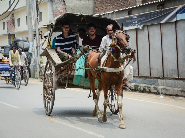 Amritsar India Jul 2015 Horse Cart Carrying Passengers Street Amritsar — Stock Photo, Image