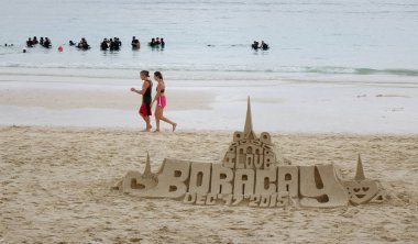 Activities on White beach in Boracay, Philippines  clipart