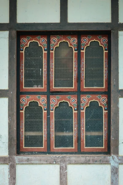 Ventana Butanesa Templo Buddhist Bodhgaya India — Foto de Stock