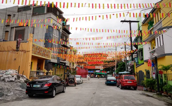 Manila Filipinas Diciembre 2015 Vista Calle Con Banderas Colores Región —  Fotos de Stock