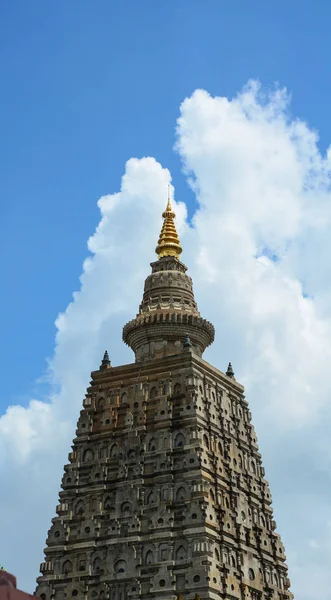 Horní Části Chrám Mahábódhi Bodh Gaya Indie Bódhgaja Nejdůležitější Hlavní — Stock fotografie