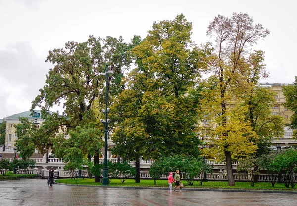 모스크바 러시아 2016 모스크바 러시아에서가 나무와 거리에 사람들 모스크바는 과학적인 — 스톡 사진