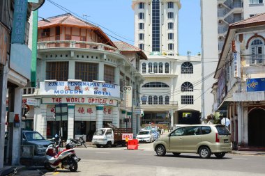 Penang, Malezya - 10 Mar 2016. George Town Penang, Malezya görünümünü. Georgetown, İngiliz sömürge binaları, Çin çevrelemektedir ve camiler için bilinen.