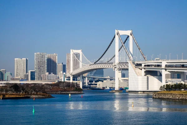 Tokyo Japan Jan 2016 Rainbow Bron Med Moderna Byggnader Tokyo — Stockfoto