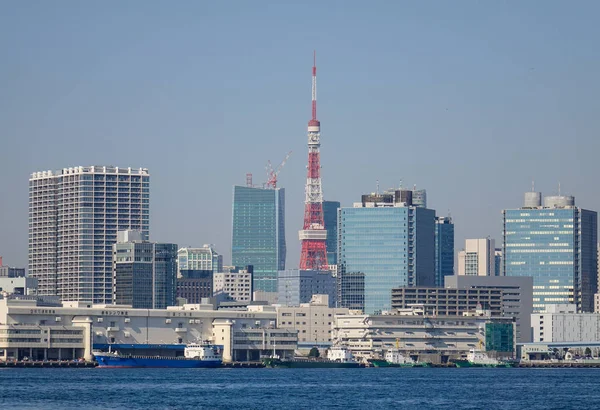 Tokio Japonsko Leden 2016 Tokyo Tower Moderními Budovami Nachází Obchodní — Stock fotografie