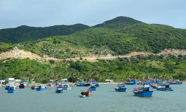 Fishing Boats Docking Main Pier Ninh Chu Township Phan Rang — Stock Photo, Image