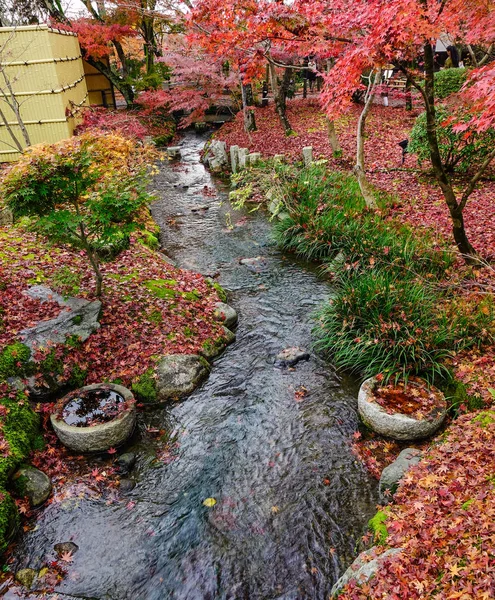 京都の永観寺で小さなストリームで秋の木々 禅林寺を永観は京都市の東の上部中央に位置します — ストック写真