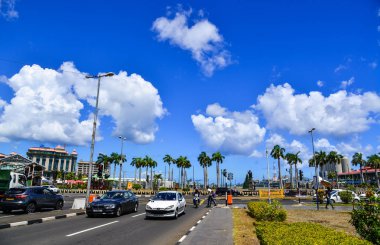 Port Louis, Mauritius - 4 Ocak 2017. Port Louis, Mauritius Cityscape. Port Louis ülkenin ekonomik, kültürel, politik ve en kalabalık şehri merkezidir.