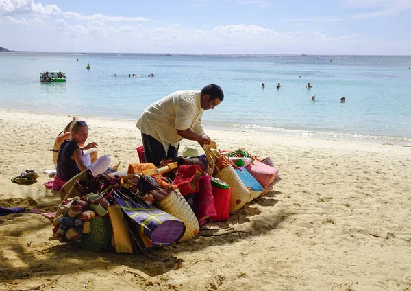 Pamplemousses Mauritius Jan 2017 Szállítói Eladási Kézzel Készített Táskák Beach — Stock Fotó