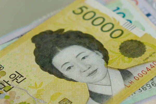 Portret Królowej Koreański Banknotów Bliska — Zdjęcie stockowe