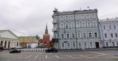 Moskova, Rusya - 17 Ekim 2016. Moskova, Rusya'nın şehir merkezinde yer alan eski binalar. Moskova Rusya'nın 860 yıllık eski başkentidir.