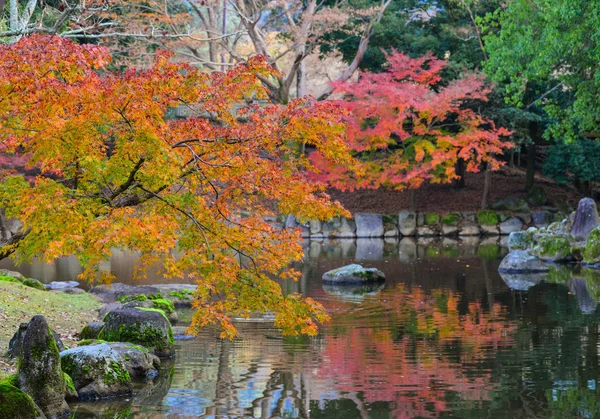 Landscape Japanese Garden Autumn Nara Kansai Japan Maple Trees Rocks — Stock Photo, Image