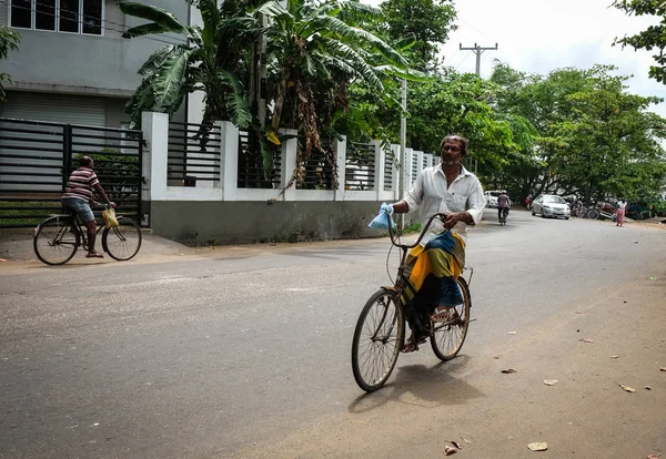 Colombo Sri Lanka Sept 2015 Des Gens Font Vélo Rue — Photo