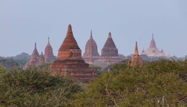 Budist tapınakları Bagan, Myanmar manzara. Bagan Mandalay güneybatısında bir antik kent merkezi Myanmar (eski adıyla Burma) olduğunu.