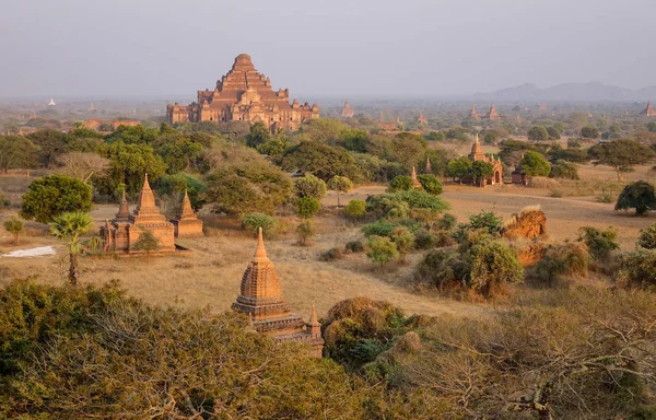 Pohled Starých Buddhistických Chrámů Bagan Myanmar Bagan Starobylé Město Jedno — Stock fotografie