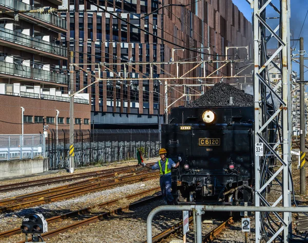 C61 locomotiva a vapor (Comboio alegre ) — Fotografia de Stock