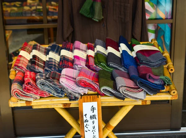 Colorful textile for sale at a street market — Stock Photo, Image