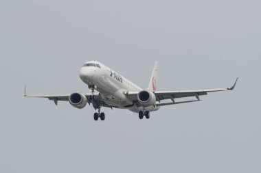 Uçak Osaka Itami Havaalanına iniyor. 