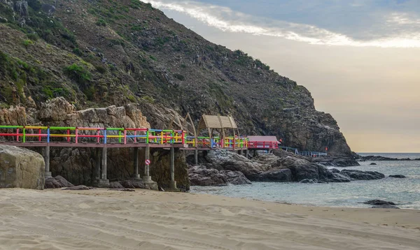 Colorful brigde for tourists on the sea — Stock Photo, Image