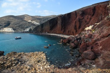 Yunanistan 'ın Santorini Adası' ndaki Kızıl Sahil