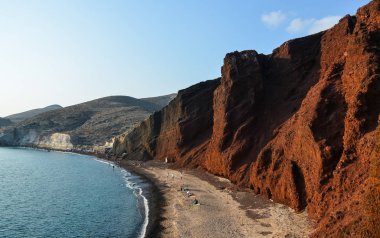 Yunanistan 'ın Santorini Adası' ndaki Kızıl Sahil