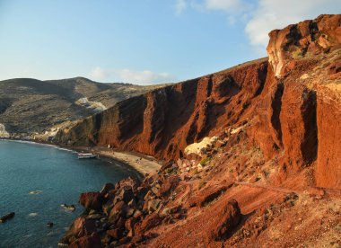 Yunanistan 'ın Santorini Adası' ndaki Kızıl Sahil