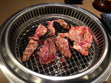 Kömür ocağında ızgara et.