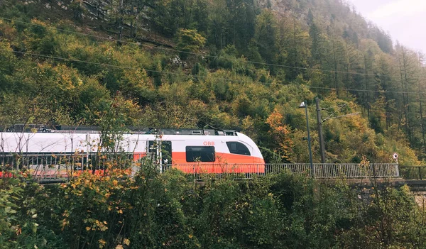 Τουριστικό τρενάκι που τρέχει σε Χάλστατ, Αυστρία — Φωτογραφία Αρχείου