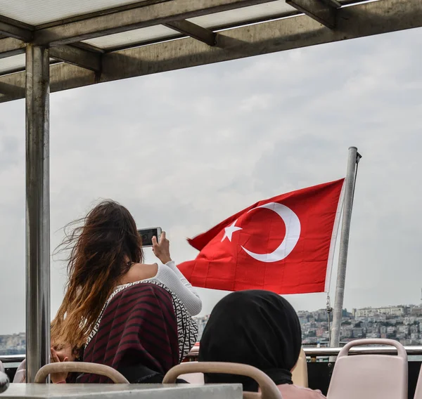 Passenger sitting on ferry — Stock Photo, Image